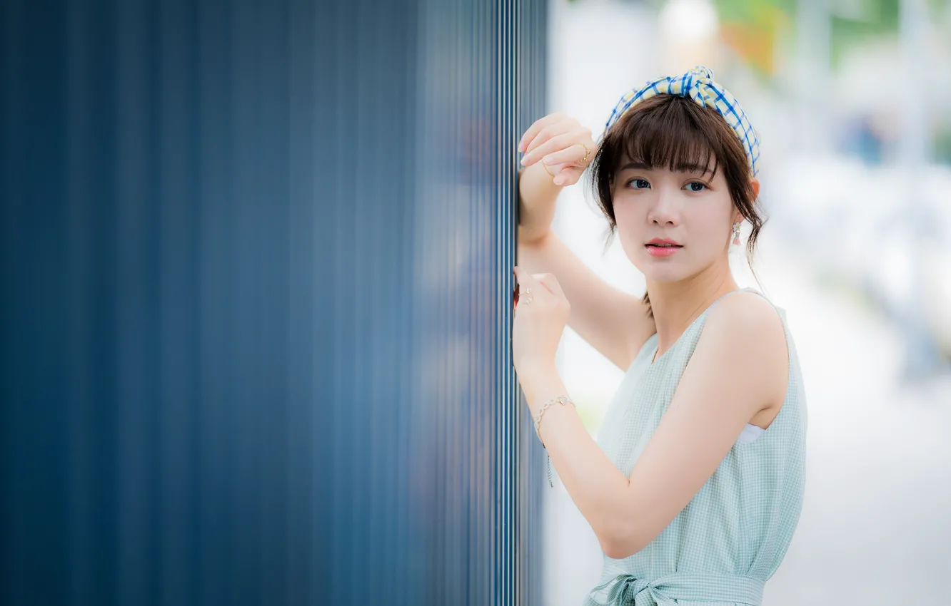 Photo wallpaper look, girl, Asian, cutie, bokeh