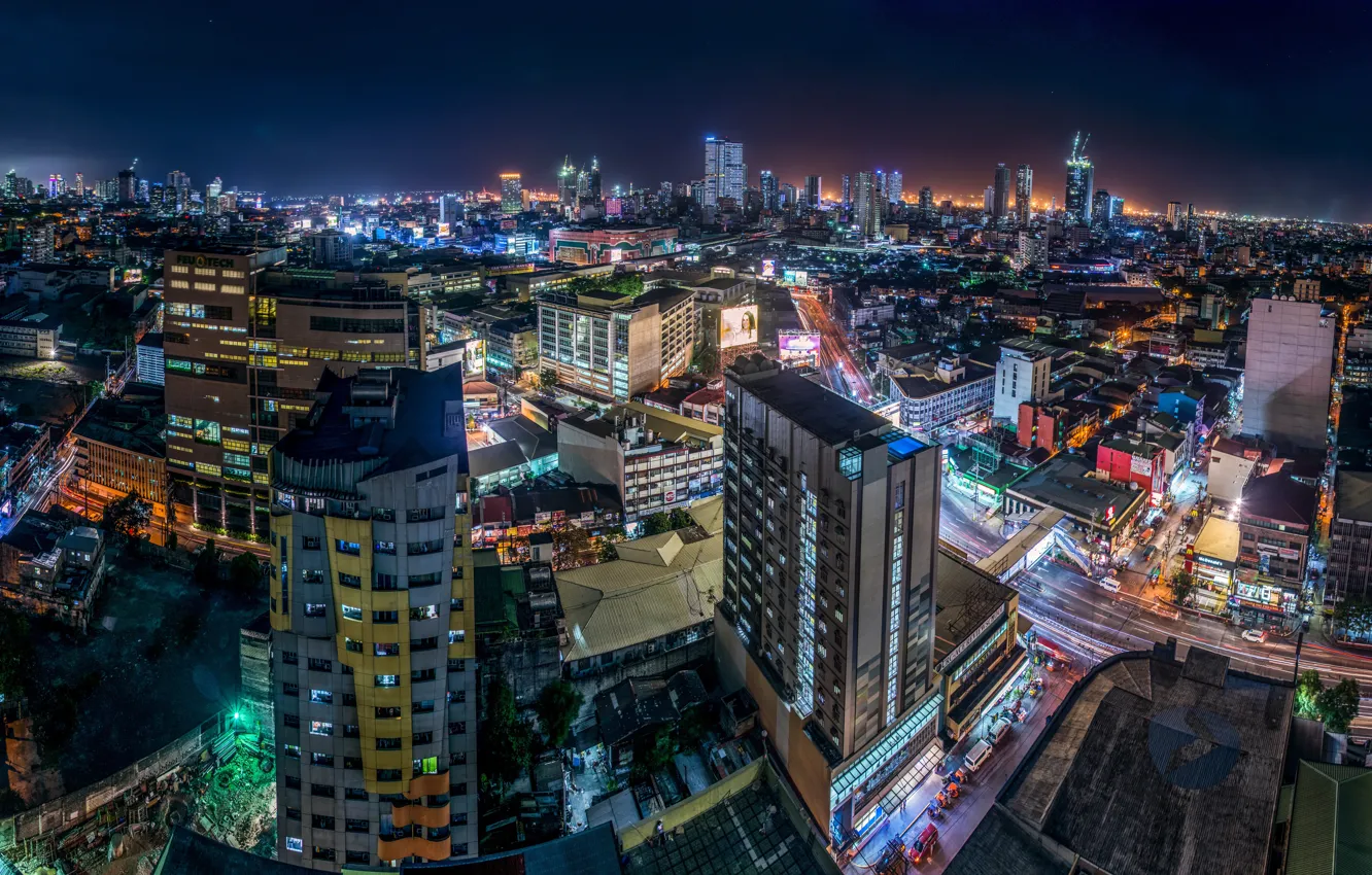 Photo wallpaper Home, Night, The city, Megapolis, Philippines, Manila, Manila