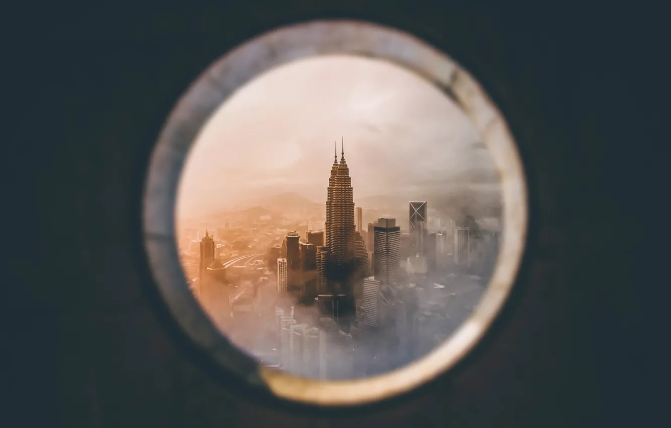 Photo wallpaper the city, window, Malaysia, Kuala Lumpur, Petronas Twin Towers