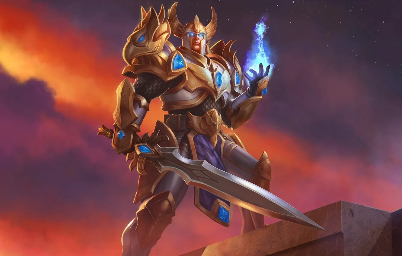 Photo wallpaper magic, the game, sword, armor, warrior, helmet, art, Juggernaut Wars