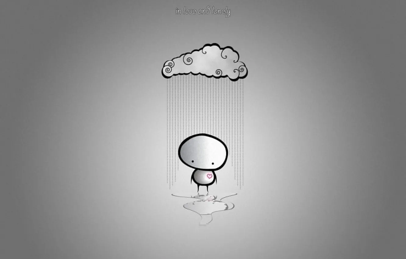 Photo wallpaper clouds, love, loneliness, rain, minimalism, humor, love, rain