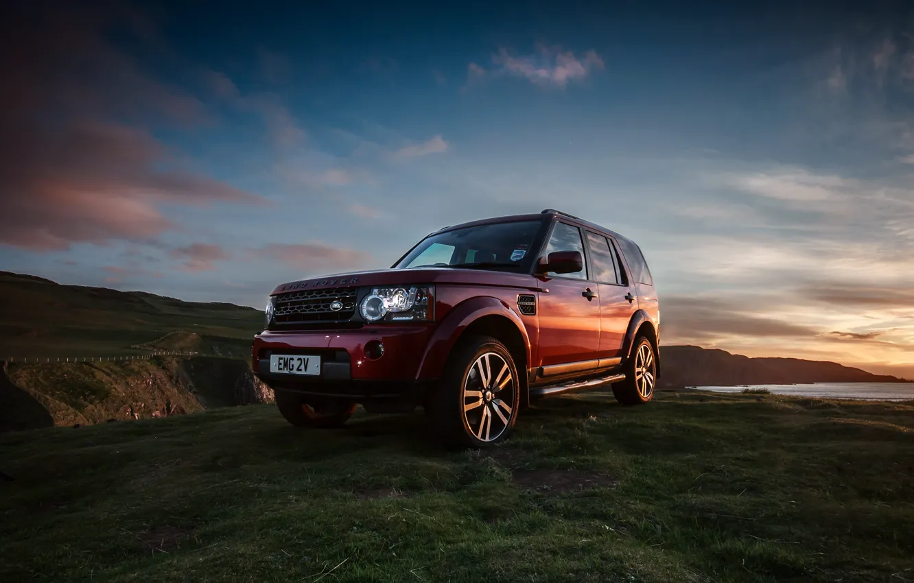 Photo wallpaper machine, landscape, jeep, SUV, land rover, discovery