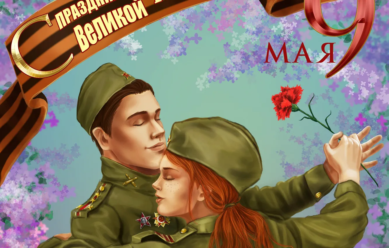 Photo wallpaper girl, dance, spring, male, May 9, Victory Day