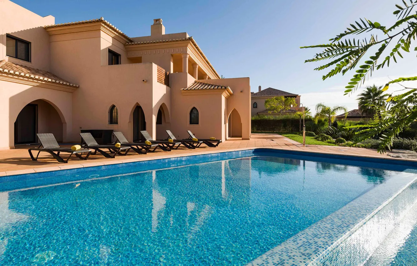 Photo wallpaper Villa, pool, architecture, facade, terrace
