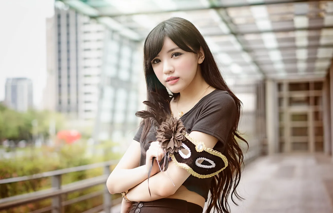 Photo wallpaper girl, mask, Asian