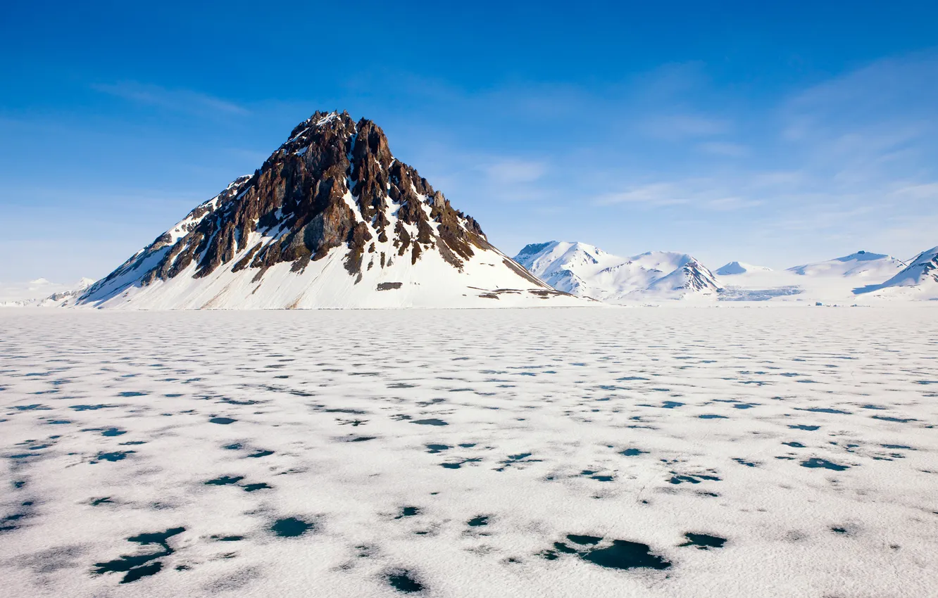 Photo wallpaper cold, ice, sea, water, snow, mountain, peak