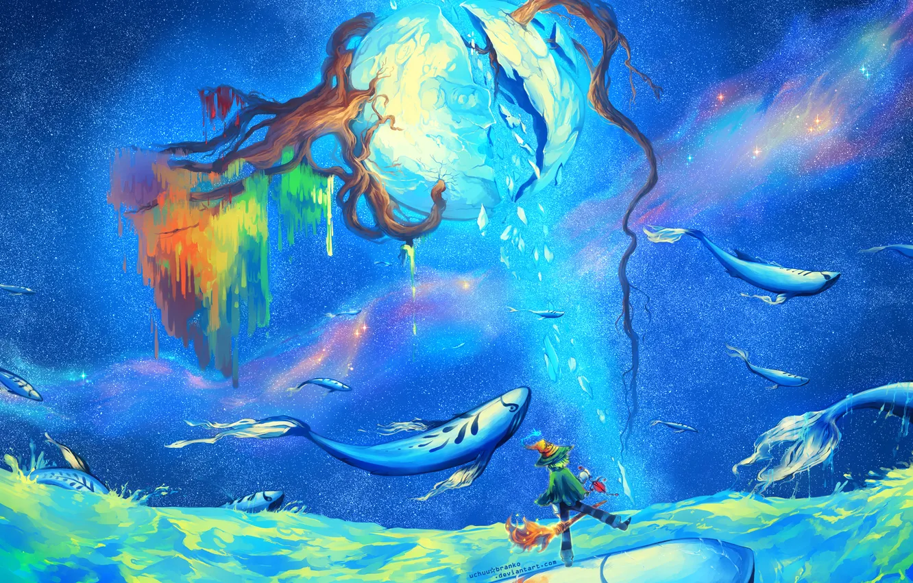 Photo wallpaper sea, roots, fantasy, people, planet, art, uchuubranko