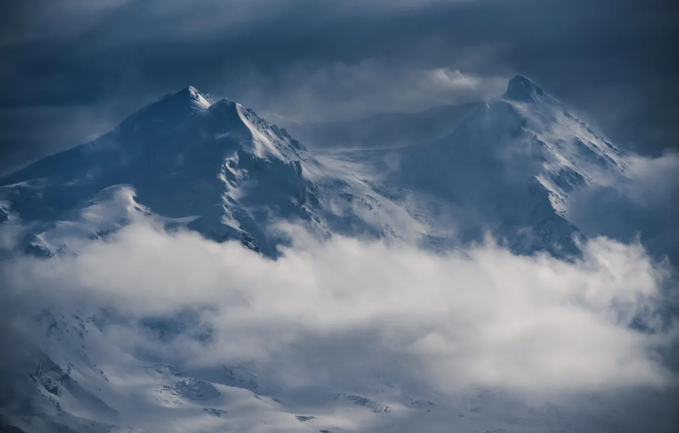 Photo wallpaper ice, landscape, nature, Europe, mountains, clouds, snow, island