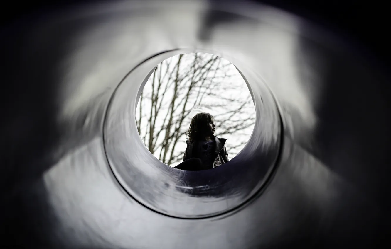 Photo wallpaper look, pipe, girl