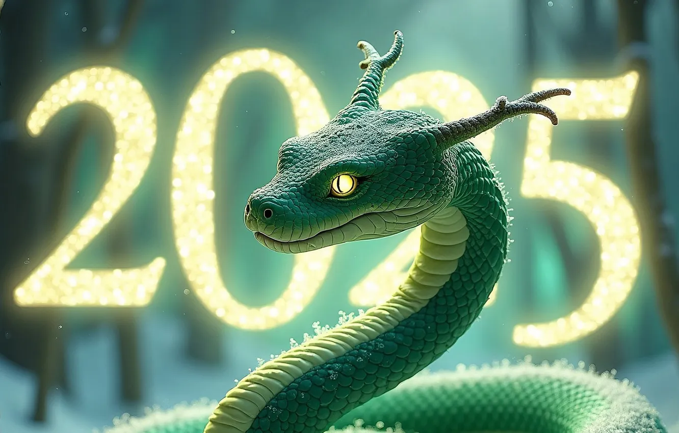 Photo wallpaper new year, snake, 2025