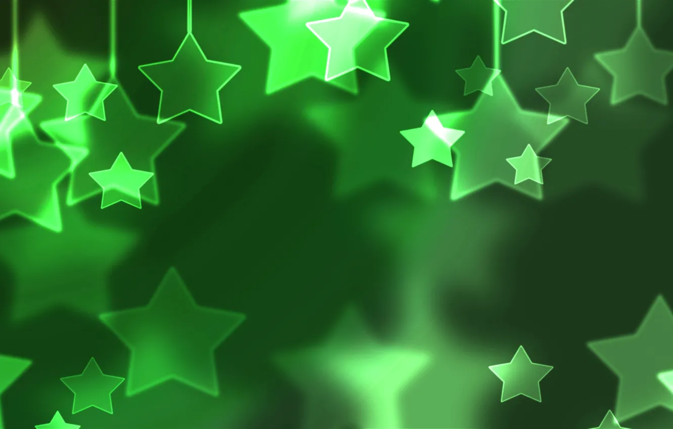 Photo wallpaper winter, stars, snow, green, mood, holiday, balls, new year