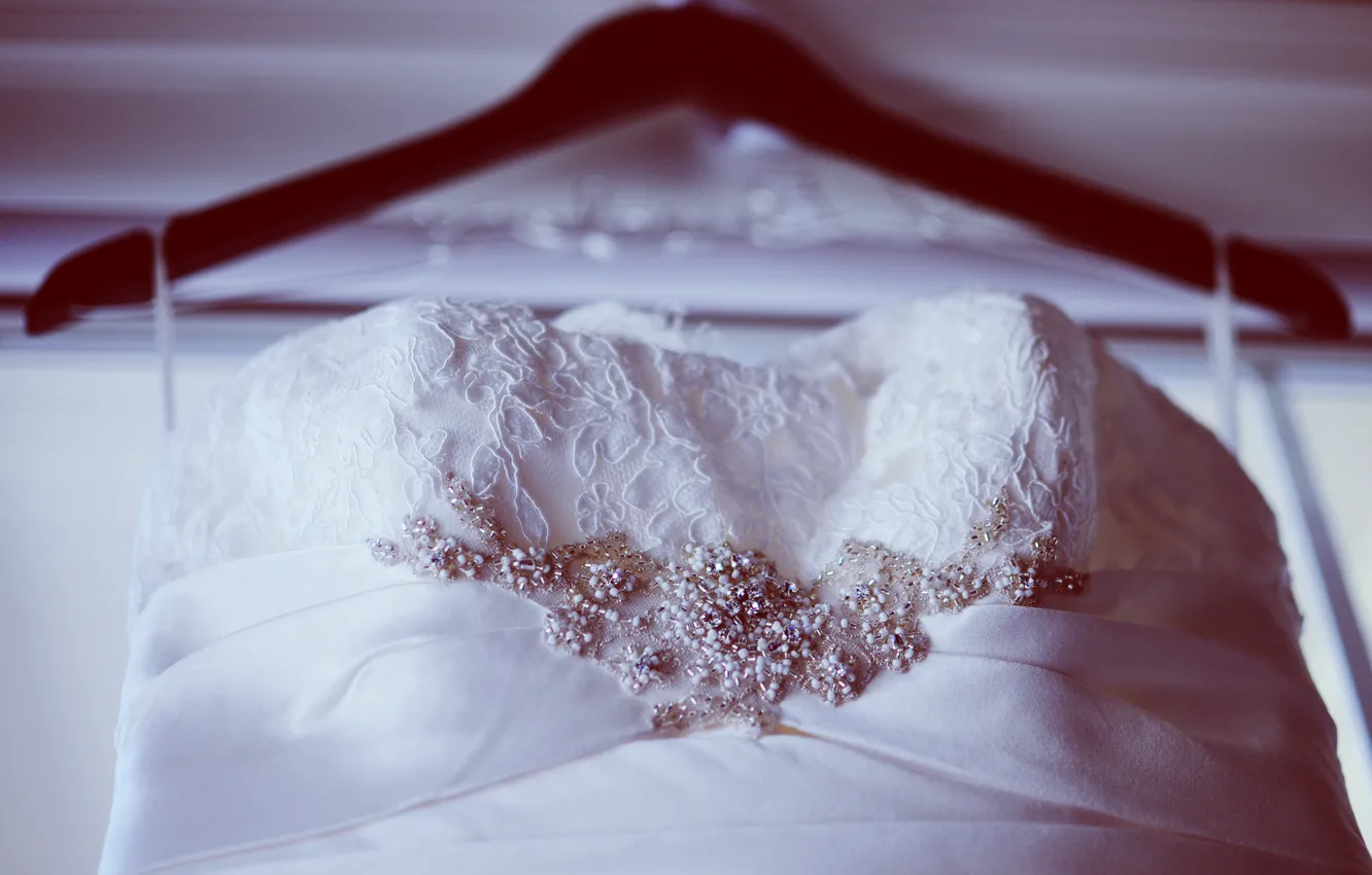 Photo wallpaper white, clothing, lace, beads, dress. wedding