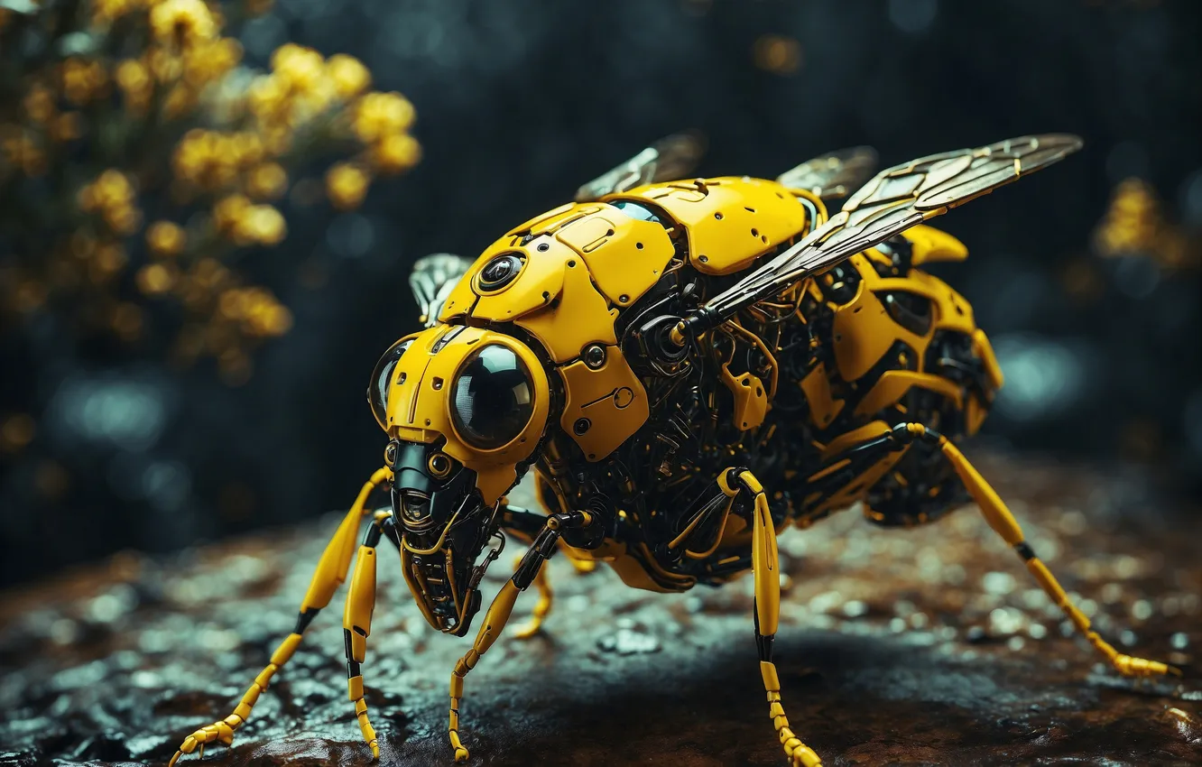 Photo wallpaper future, robot, technology, insect, AI art