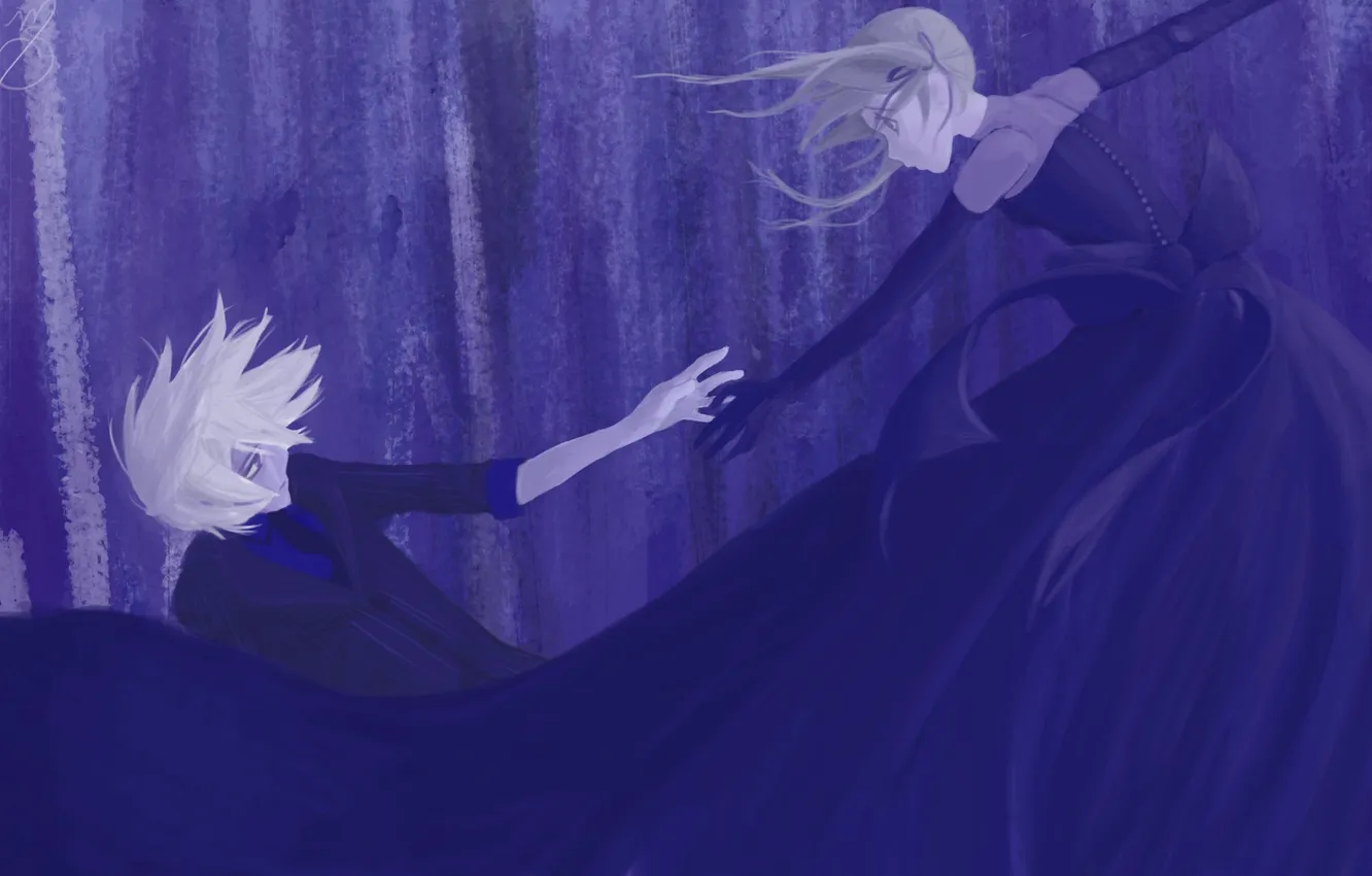 Photo wallpaper purple, girl, drop, guy, bow