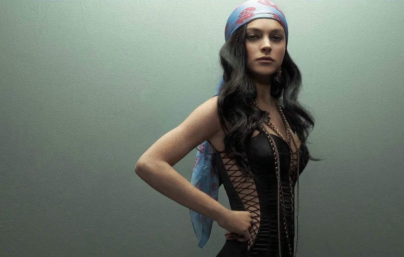 Photo wallpaper girl, black, fashion, dress, photography, Lindsay Lohan, model, beauty