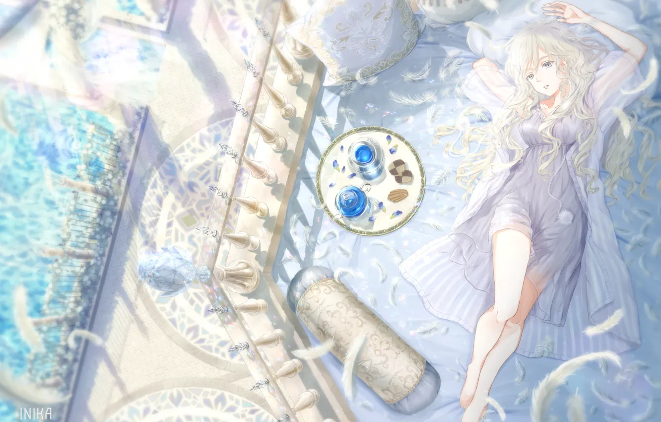 Photo wallpaper Girl, Anime, Lies, Tea
