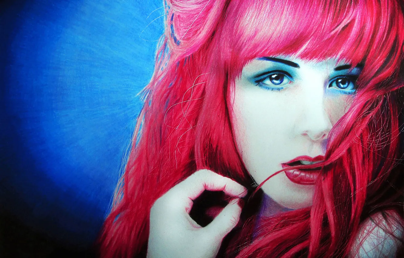 Photo wallpaper girl, figure, colored pencils