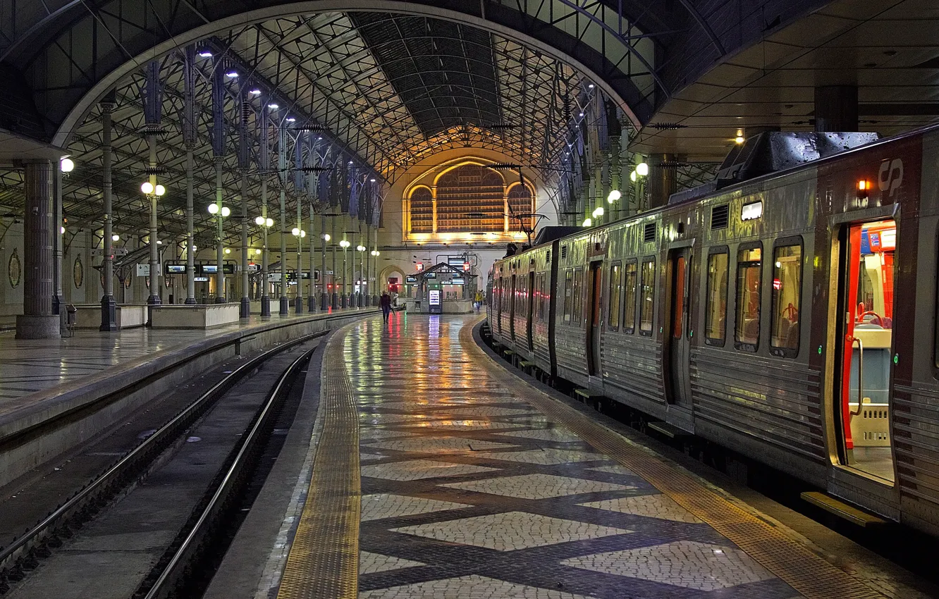 Photo wallpaper station, train, Portugal, Lisbon, Rossio