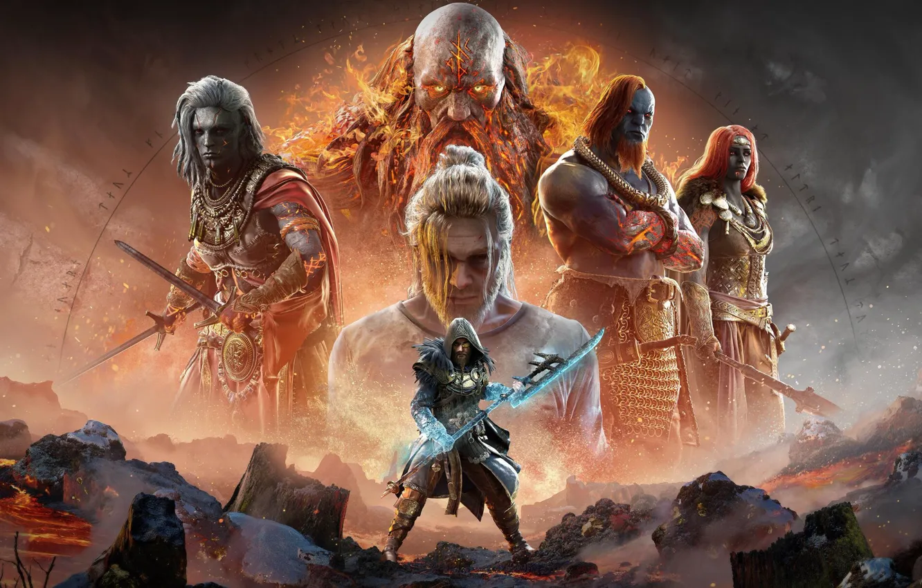 Photo wallpaper the game, assassins creed, poster, characters, Valhalla, 2022, Dawn Of Ragnarok