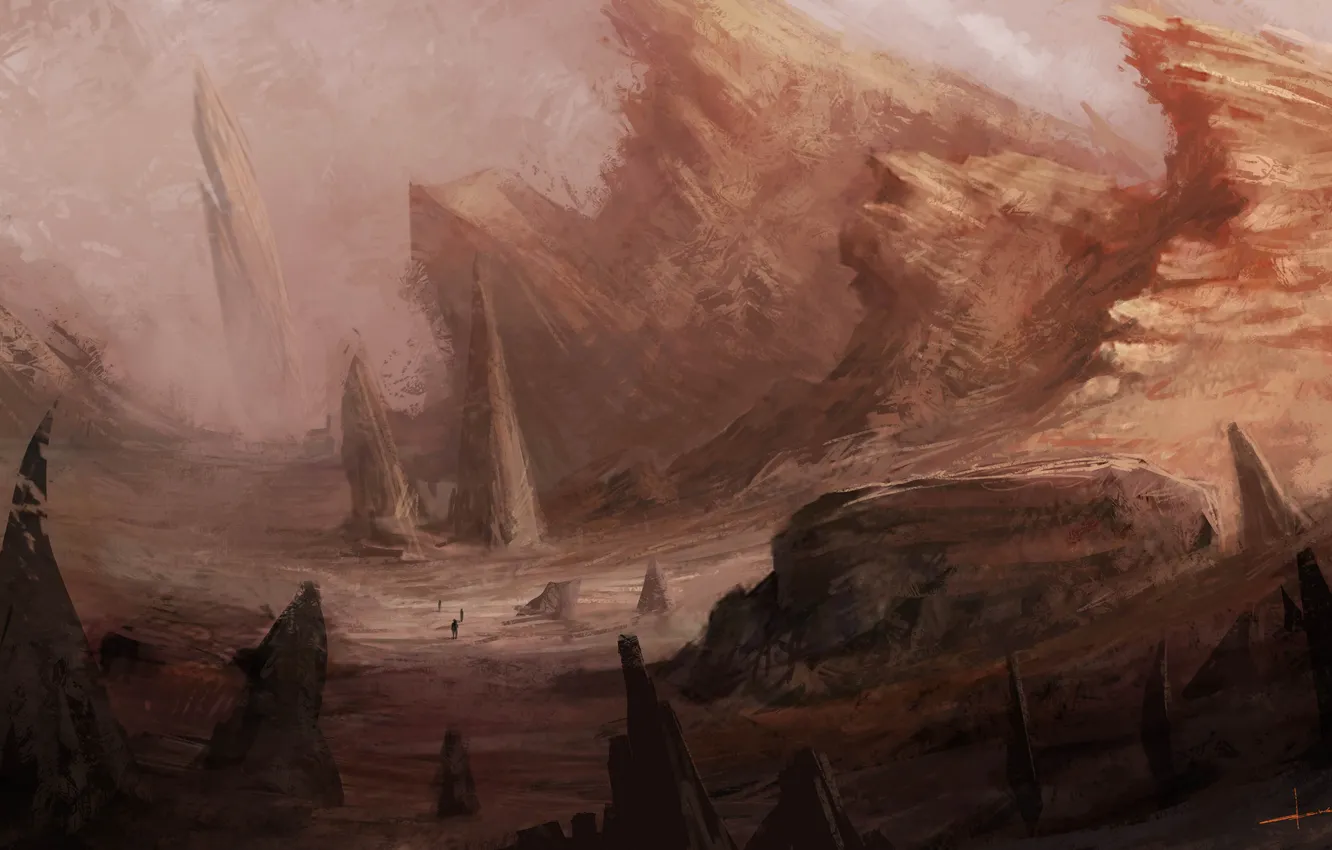 Photo wallpaper stones, rocks, people, art, sharp, Heath, traveler