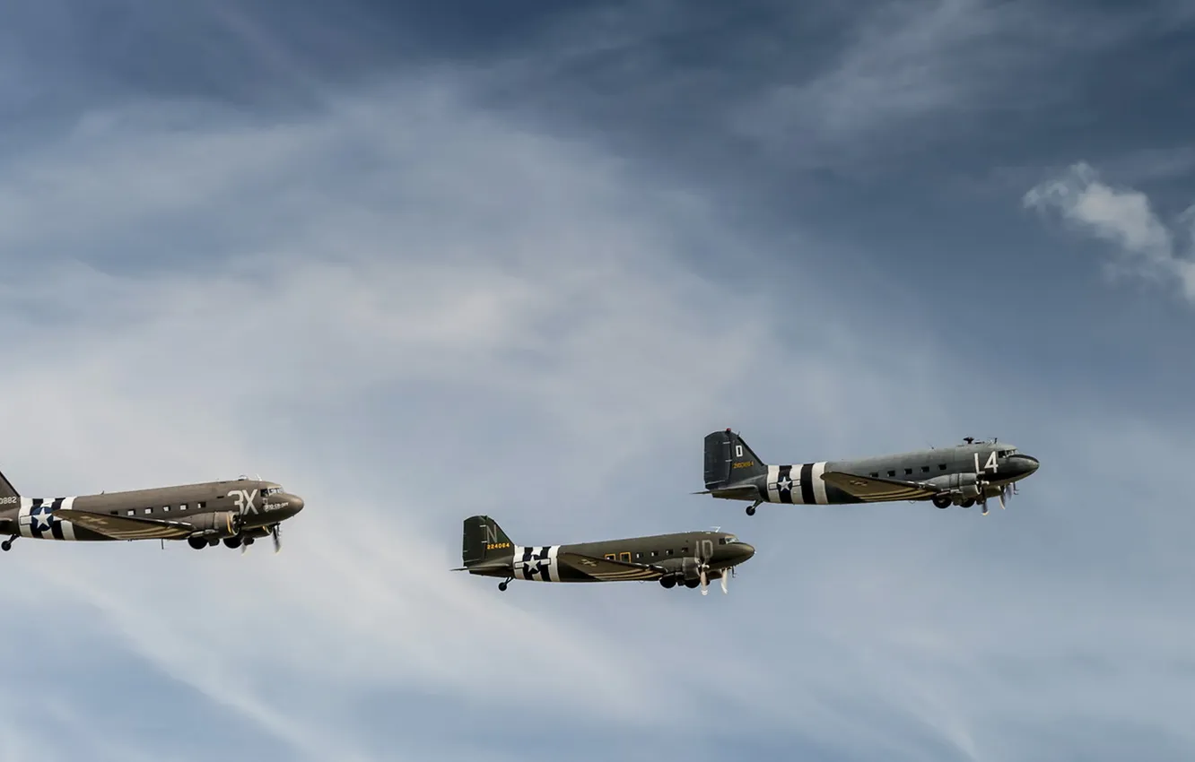 Photo wallpaper the sky, weapons, the plane, Douglas C-47A