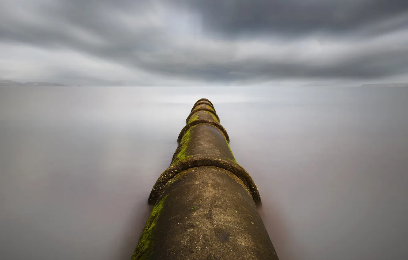 Photo wallpaper sea, landscape, pipe