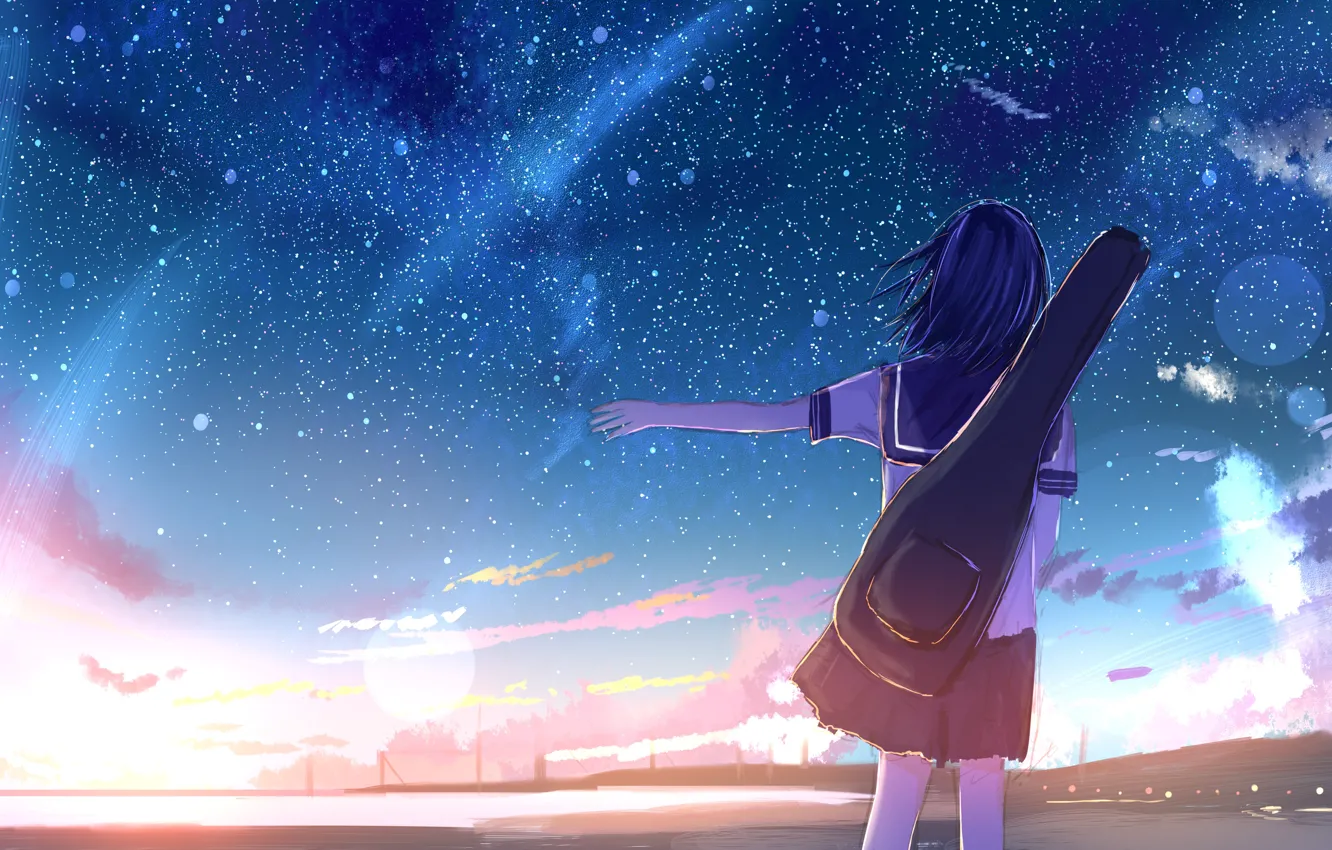 Photo wallpaper water, girl, schoolgirl