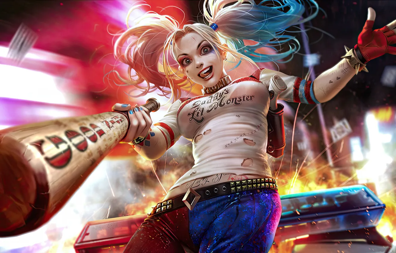 Photo wallpaper artwork, Defender, Harley Quinn