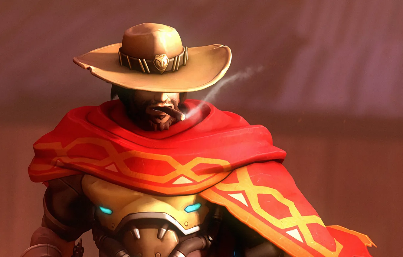 Photo wallpaper rendering, hat, cowboy, Overwatch, McCree, mccree, Jesse McCree