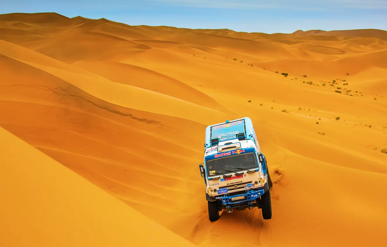 Photo wallpaper The sky, Sand, Nature, Sport, Speed, Truck, Race, Master