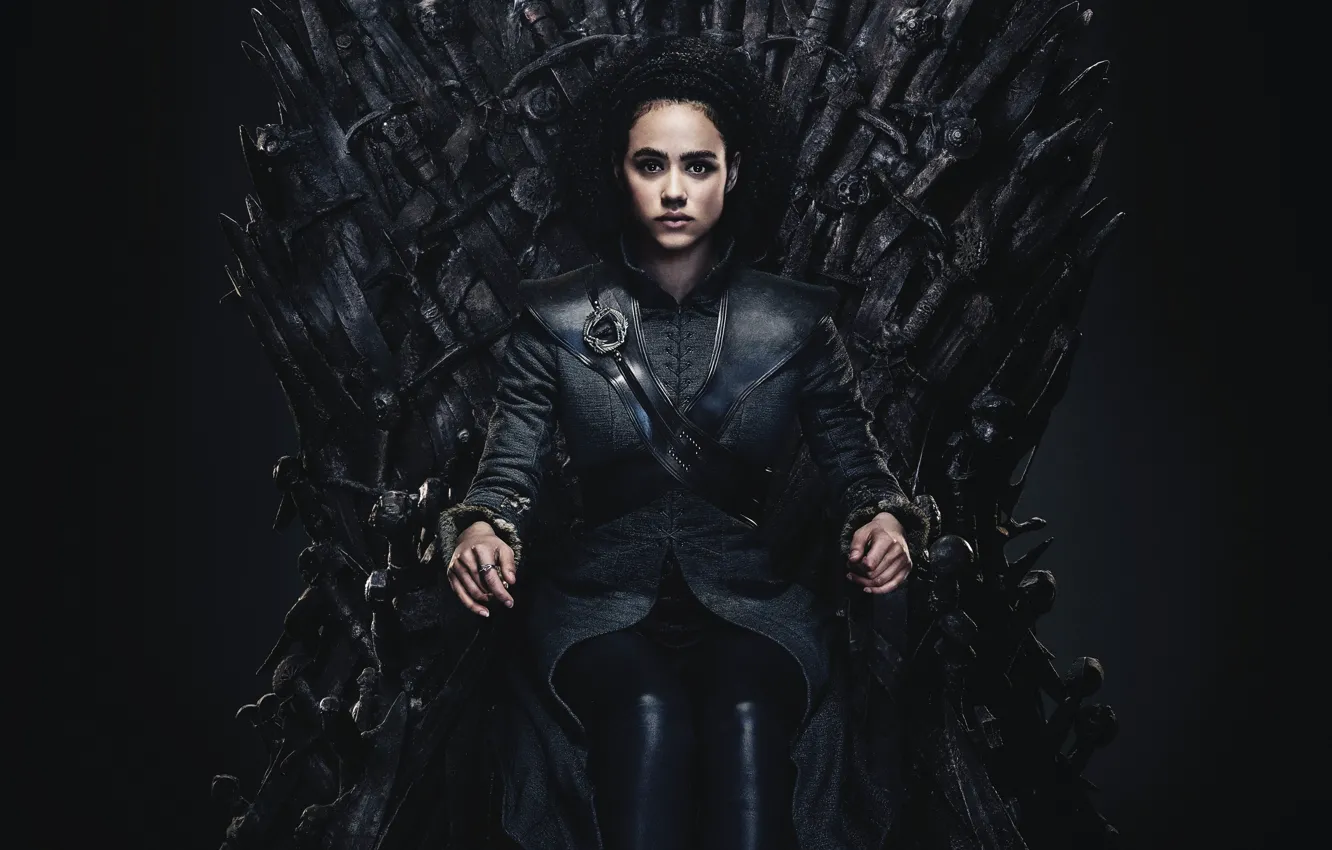 Photo wallpaper Game of Thrones, iron, sitting, throne, Nathalie Emmanuel, Missandei