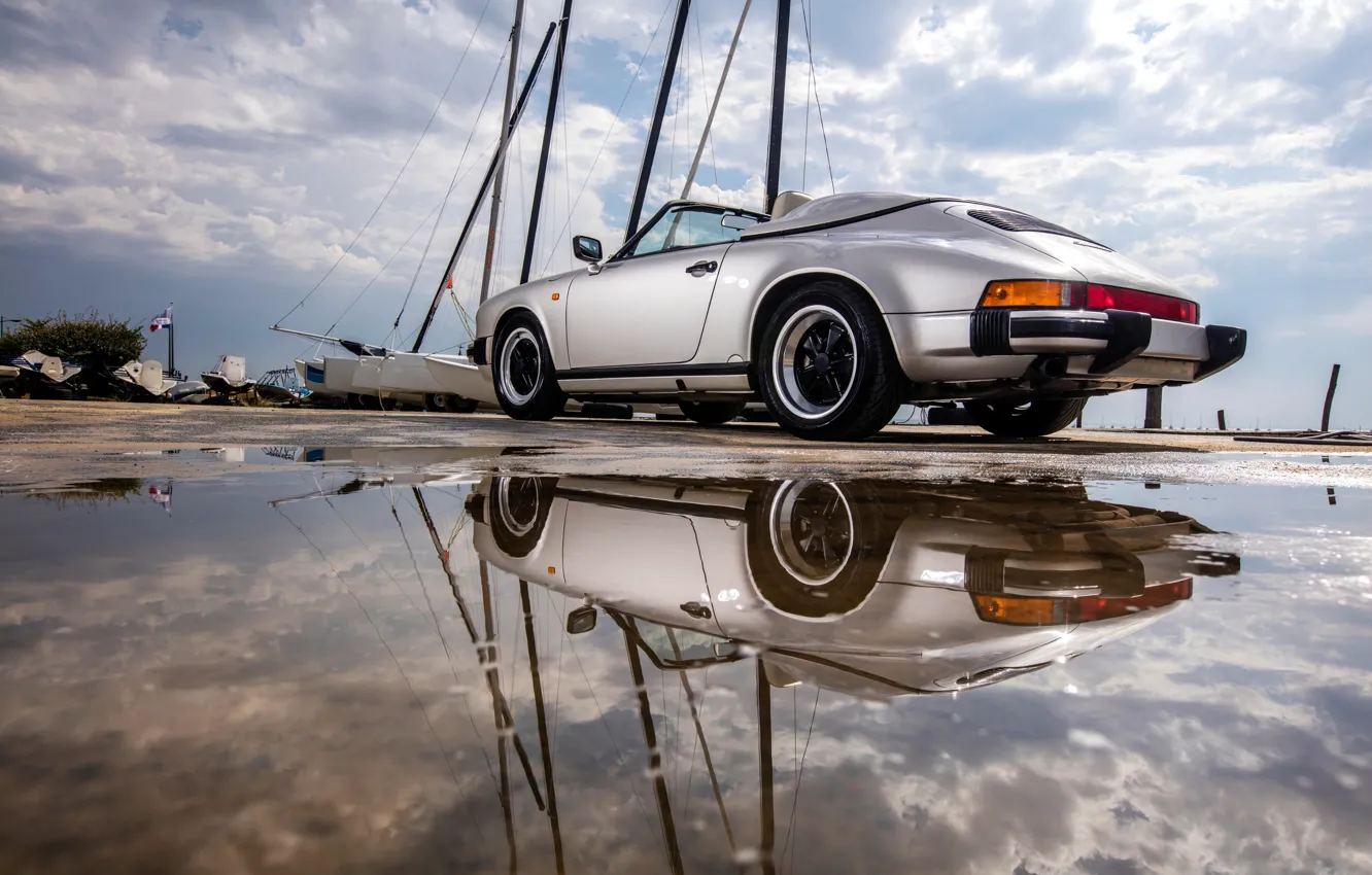 Photo wallpaper car, auto, reflection, 911, Porsche, puddle, Carrera, Speedster