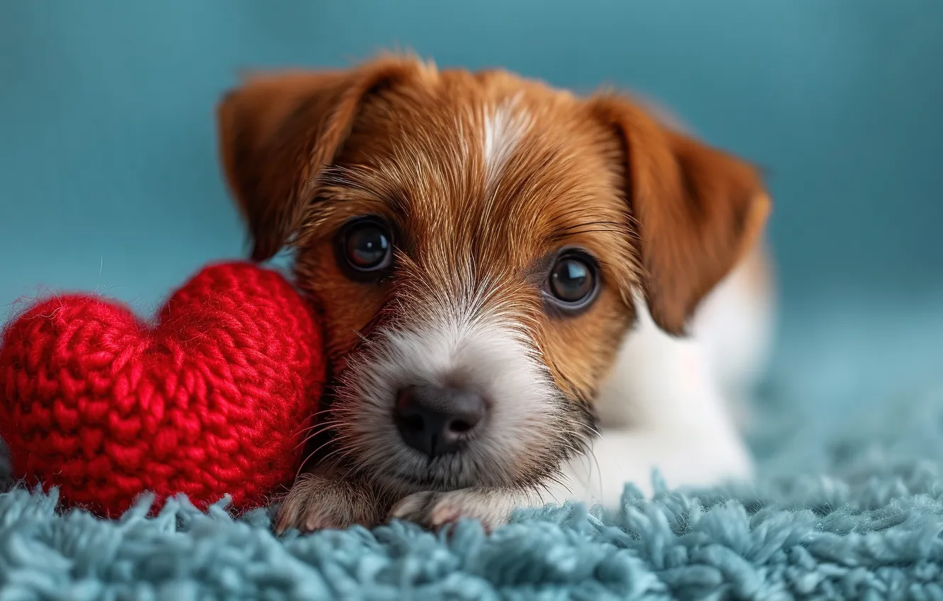 Photo wallpaper sweetheart, heart, dog, puppy, puppy, heart, dog, lovely