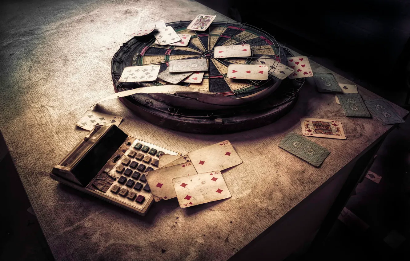 Photo wallpaper Darts, The Gambler, playing cards, urban exploration