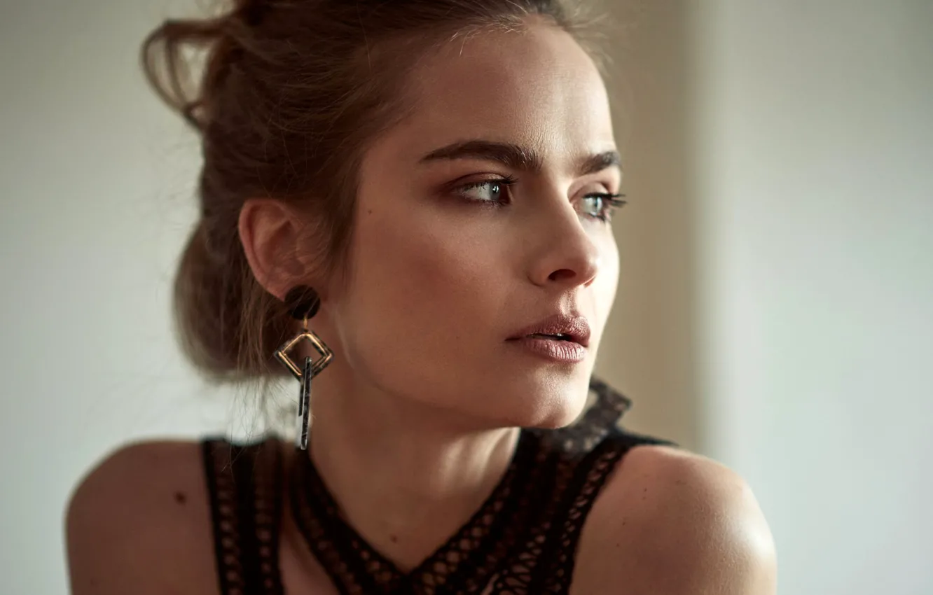 Photo wallpaper model, portrait, makeup, hairstyle, brown hair, bokeh, Thomas Ruppel