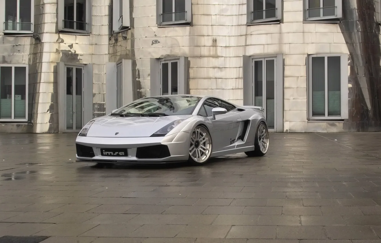 Photo wallpaper car, city, Lamborghini, window, the sidewalk