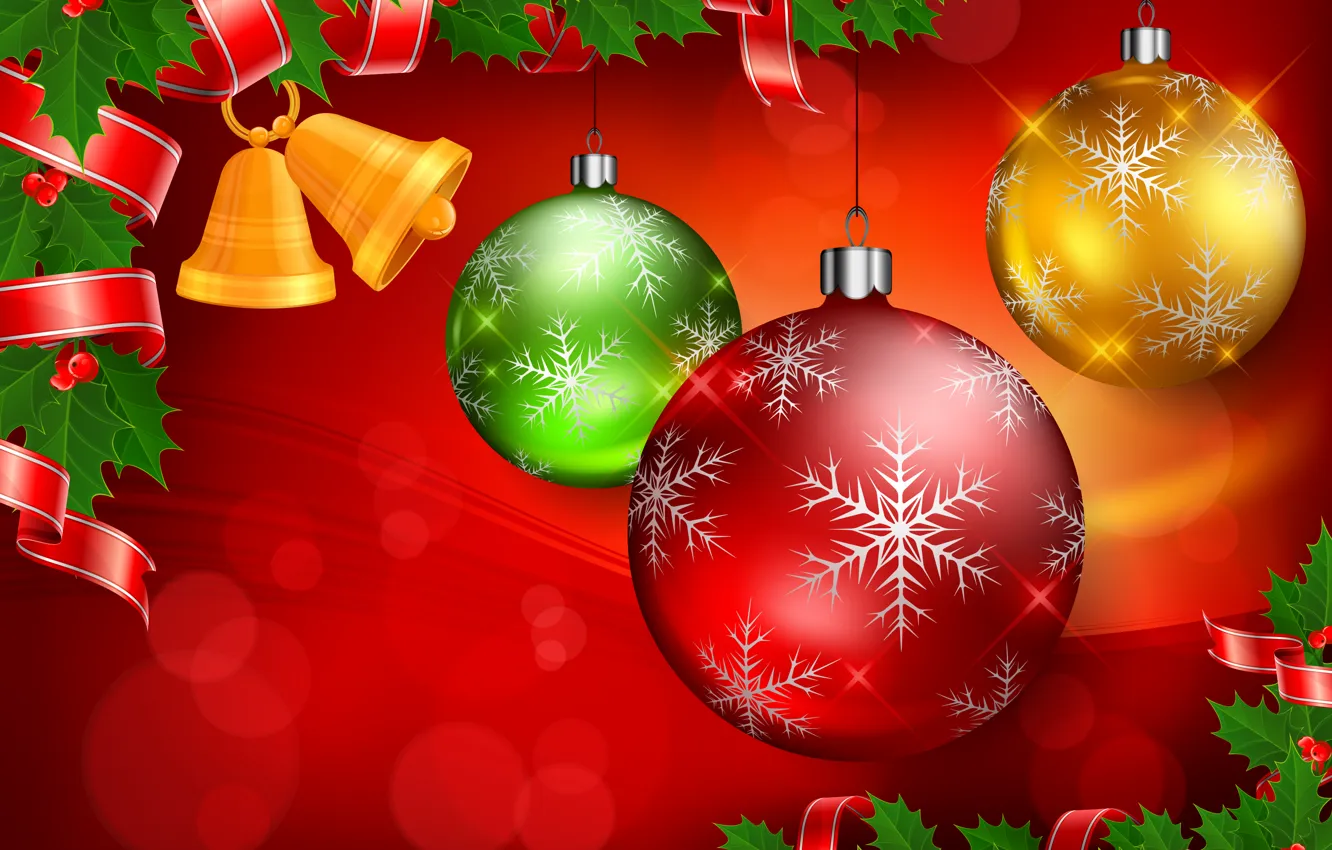 Photo wallpaper balls, decoration, holiday, new year, Christmas, Christmas, New Year