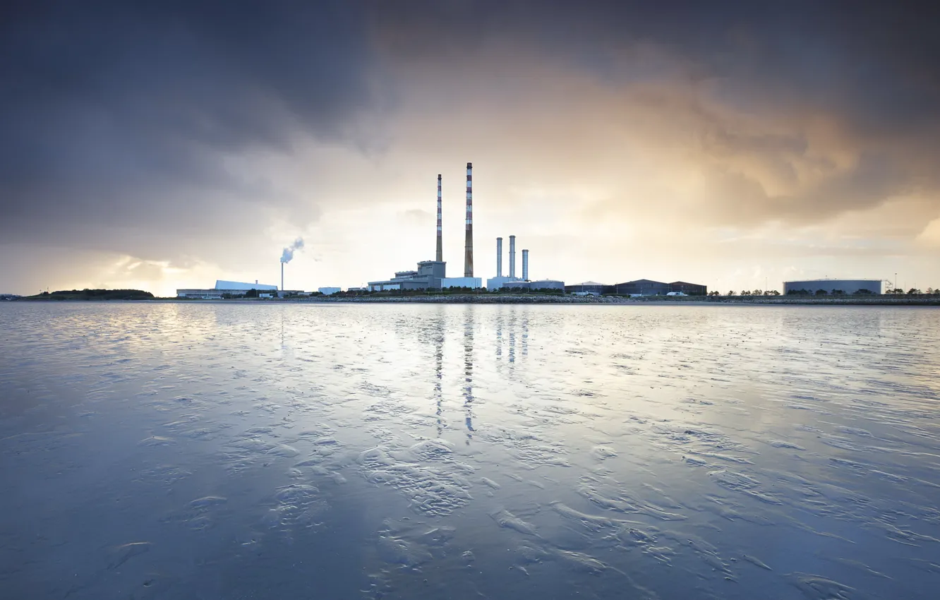 Photo wallpaper station, sunset, Poolbeg