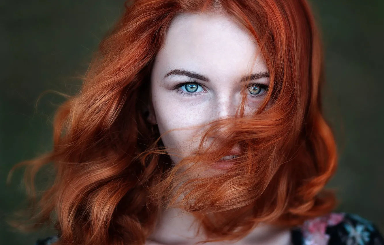 Photo wallpaper smile, freckles, redhead, curls