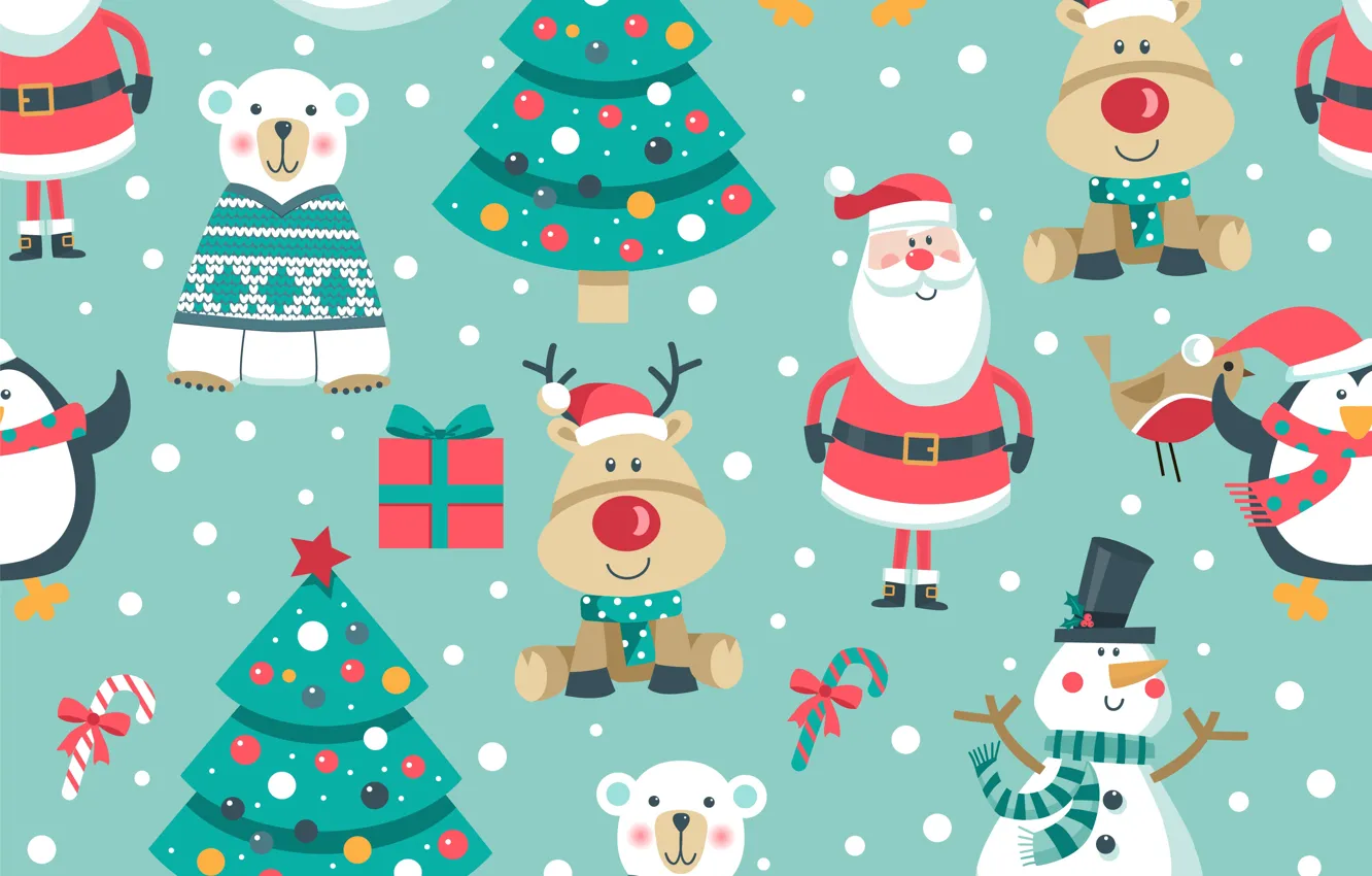 Photo wallpaper decoration, background, pattern, New Year, Christmas, snowman, Christmas, background