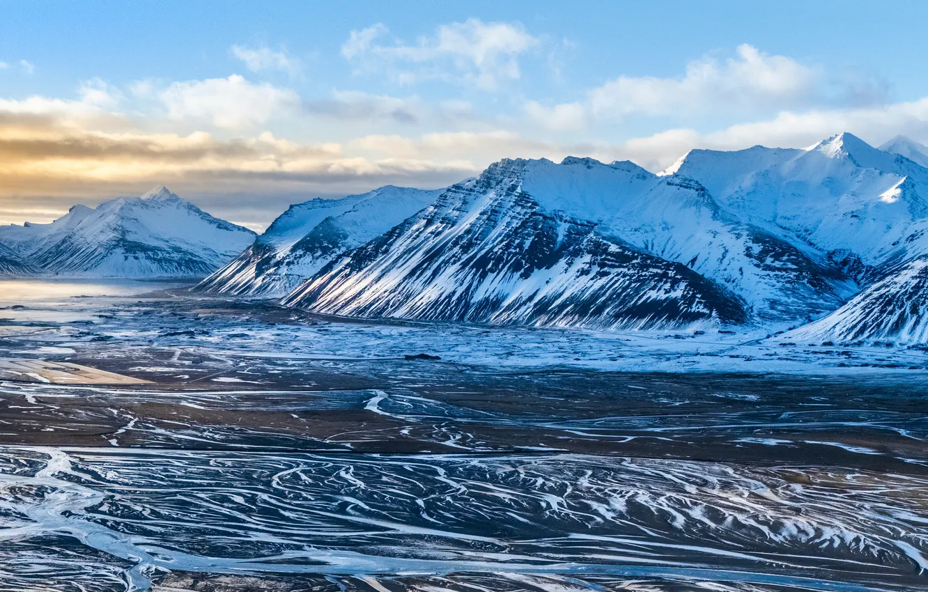 Photo wallpaper landscape, mountains, panorama, Iceland, Vestrahorn