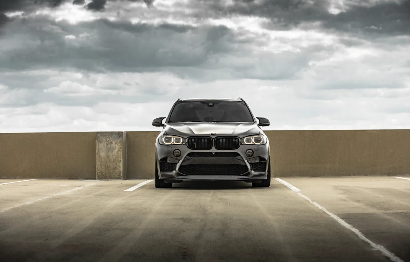 Photo wallpaper BMW, Clouds, Sky, Front, Face, X5M, F85