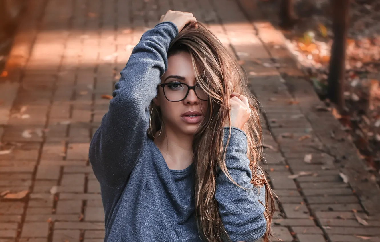 Photo wallpaper girl, background, Wallpaper, woman, model, glasses, girl, beauty
