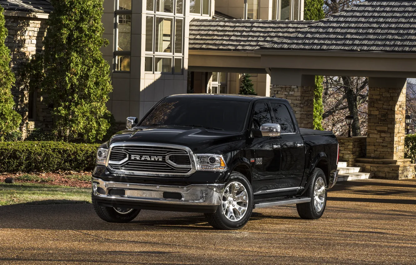 Photo wallpaper Dodge, black, 4x4, pickup, Ram 1500, Laramie Limited Crew Cab