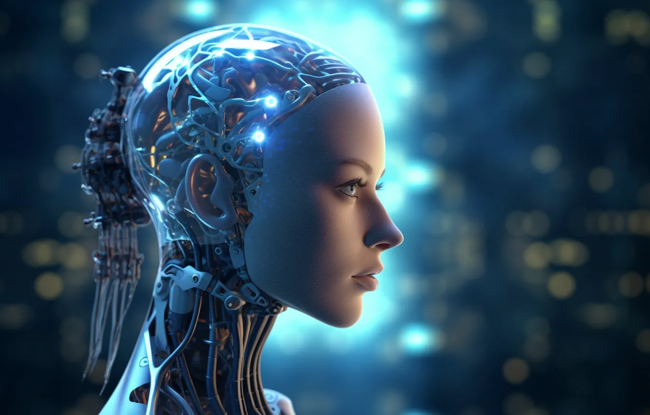 Photo wallpaper machine, face, wire, mechanism, robot, head, device, cyborg