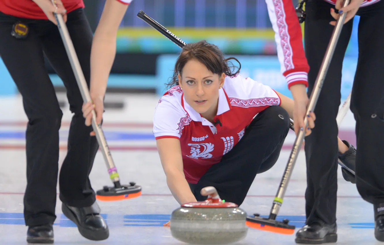 Photo wallpaper Russia, Curling, women's, Sochi 2014, The XXII Winter Olympic Games, Ekaterina Galkina