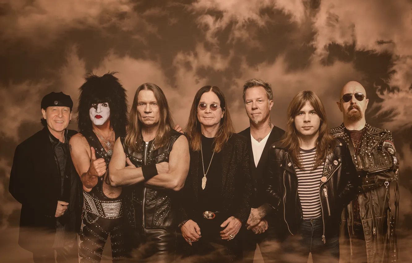 Photo wallpaper Metallica, Scorpions, Kiss, Iron Maiden, James Hetfield, Klaus Meine, Ozzy Osbourne, Paul Stanley