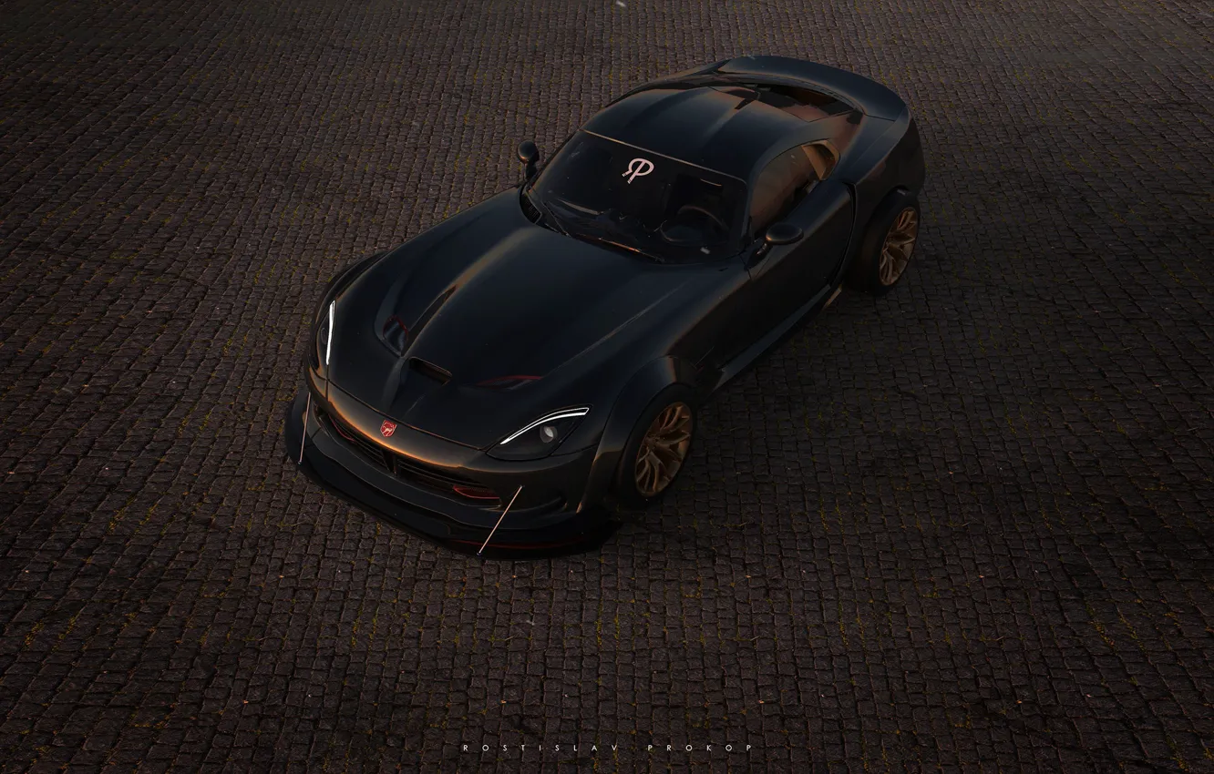 Photo wallpaper machine, auto, rendering, Dodge, sports car, Viper GTS, Viper, Dodge Viper