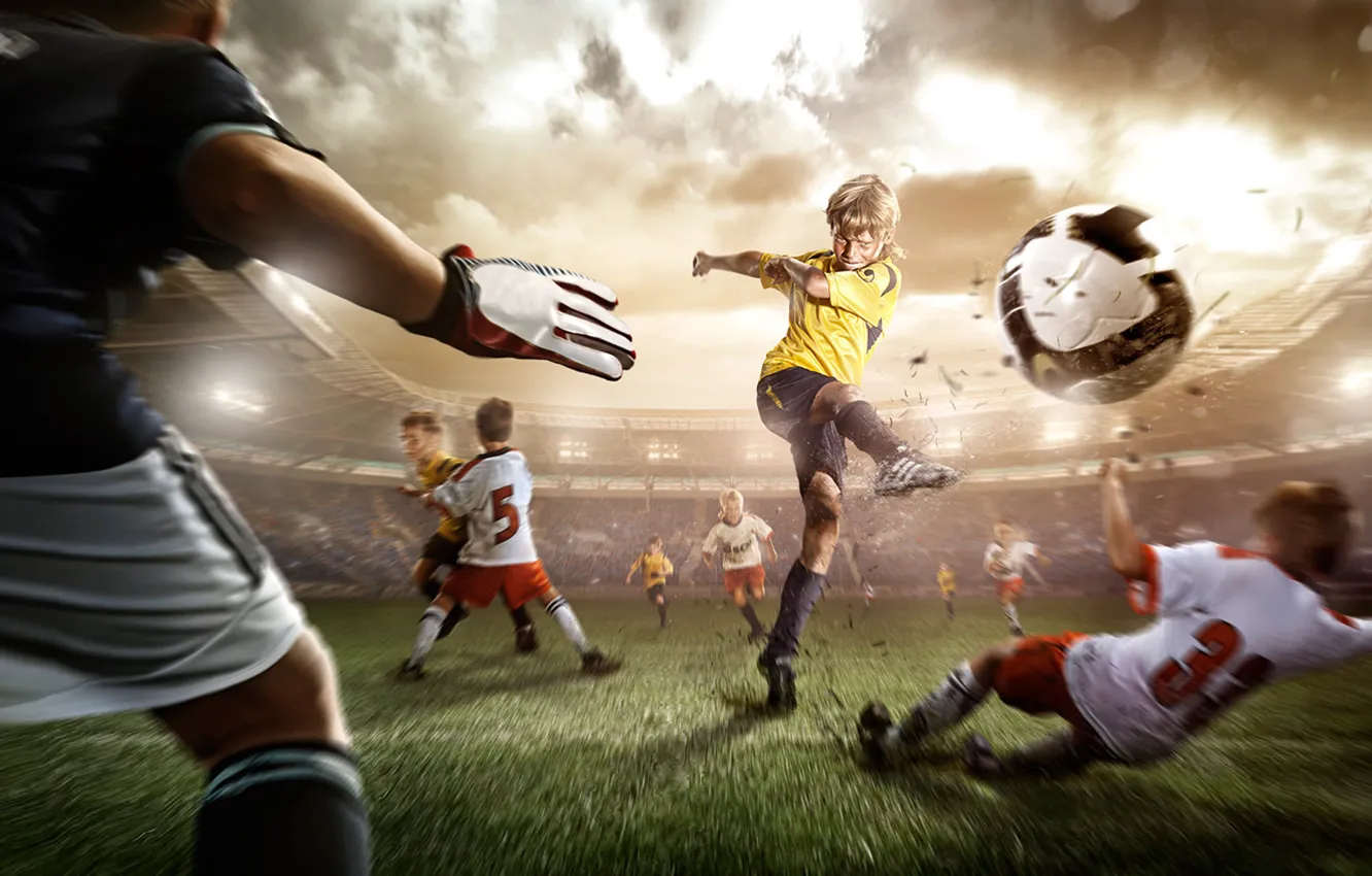 Photo wallpaper football, sport, kids