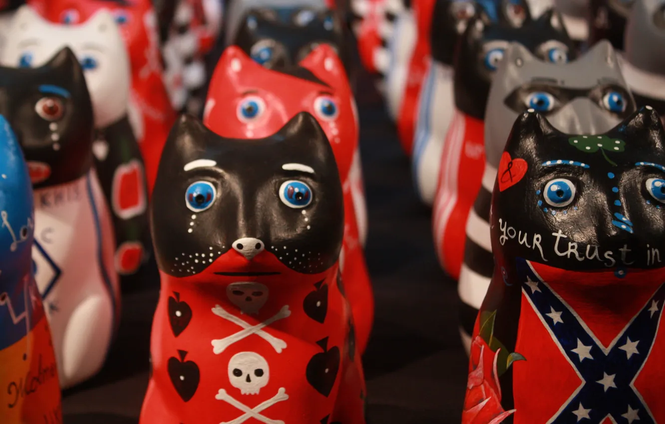 Photo wallpaper cat, sculpture, drawing